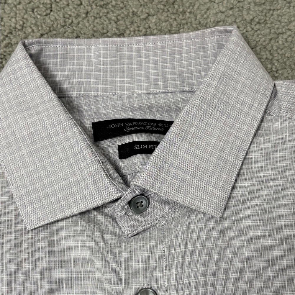 Men’s John Varvatos Cotton Long Sleeve Shirt light purple check plaid